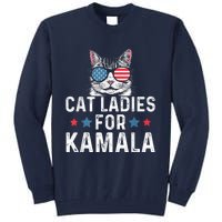 Cat Ladies For Kamala Funny Cat 2024 President Kamalaharris Tall Sweatshirt