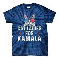 Cat Ladies For Kamala Funny Cat 2024 President Kamalaharris Tie-Dye T-Shirt