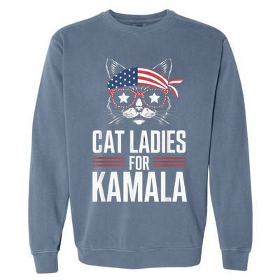 Cat Ladies For Kamala Funny Cat 2024 President Kamalaharris Garment-Dyed Sweatshirt