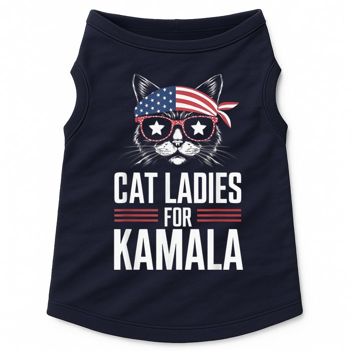 Cat Ladies For Kamala Funny Cat 2024 President Kamalaharris Doggie Tank