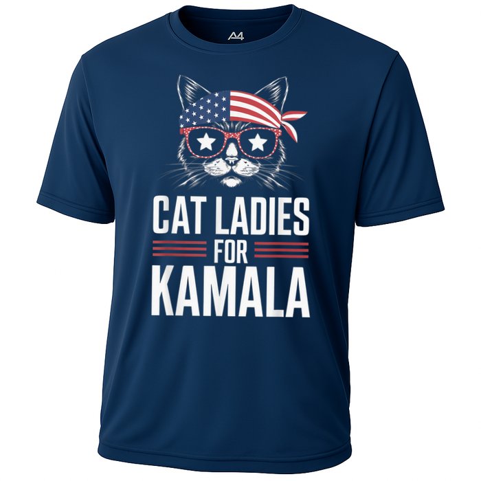 Cat Ladies For Kamala Funny Cat 2024 President Kamalaharris Cooling Performance Crew T-Shirt