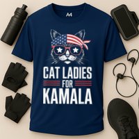 Cat Ladies For Kamala Funny Cat 2024 President Kamalaharris Cooling Performance Crew T-Shirt