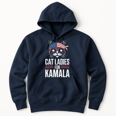 Cat Ladies For Kamala Funny Cat 2024 President Kamalaharris Hoodie
