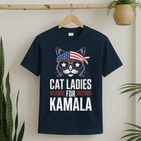 Cat Ladies For Kamala Funny Cat 2024 President Kamalaharris T-Shirt