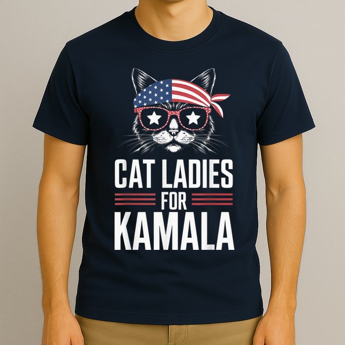 Cat Ladies For Kamala Funny Cat 2024 President Kamalaharris T-Shirt
