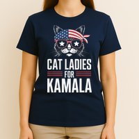 Cat Ladies For Kamala Funny Cat 2024 President Kamalaharris T-Shirt