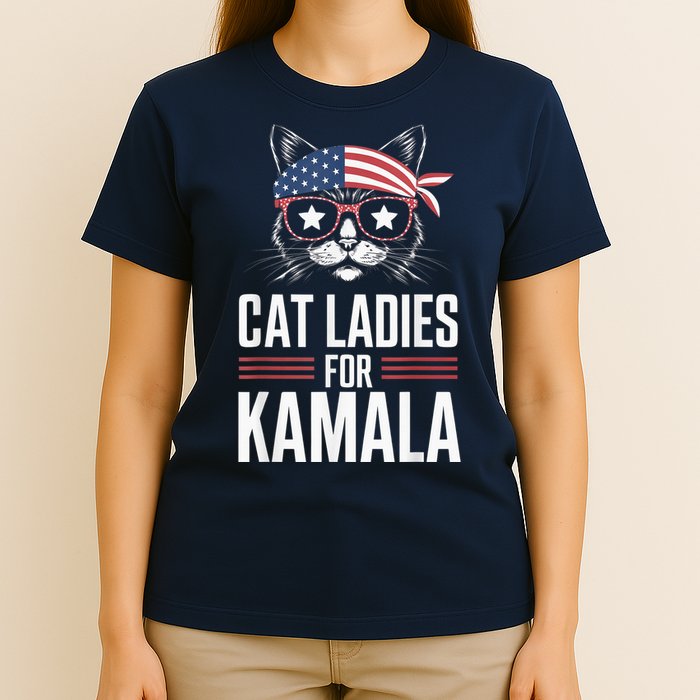 Cat Ladies For Kamala Funny Cat 2024 President Kamalaharris T-Shirt