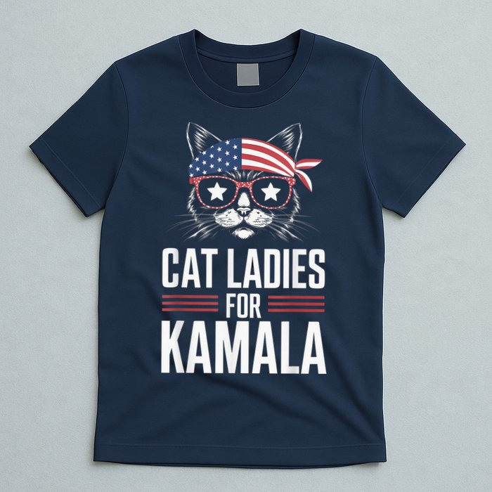 Cat Ladies For Kamala Funny Cat 2024 President Kamalaharris T-Shirt
