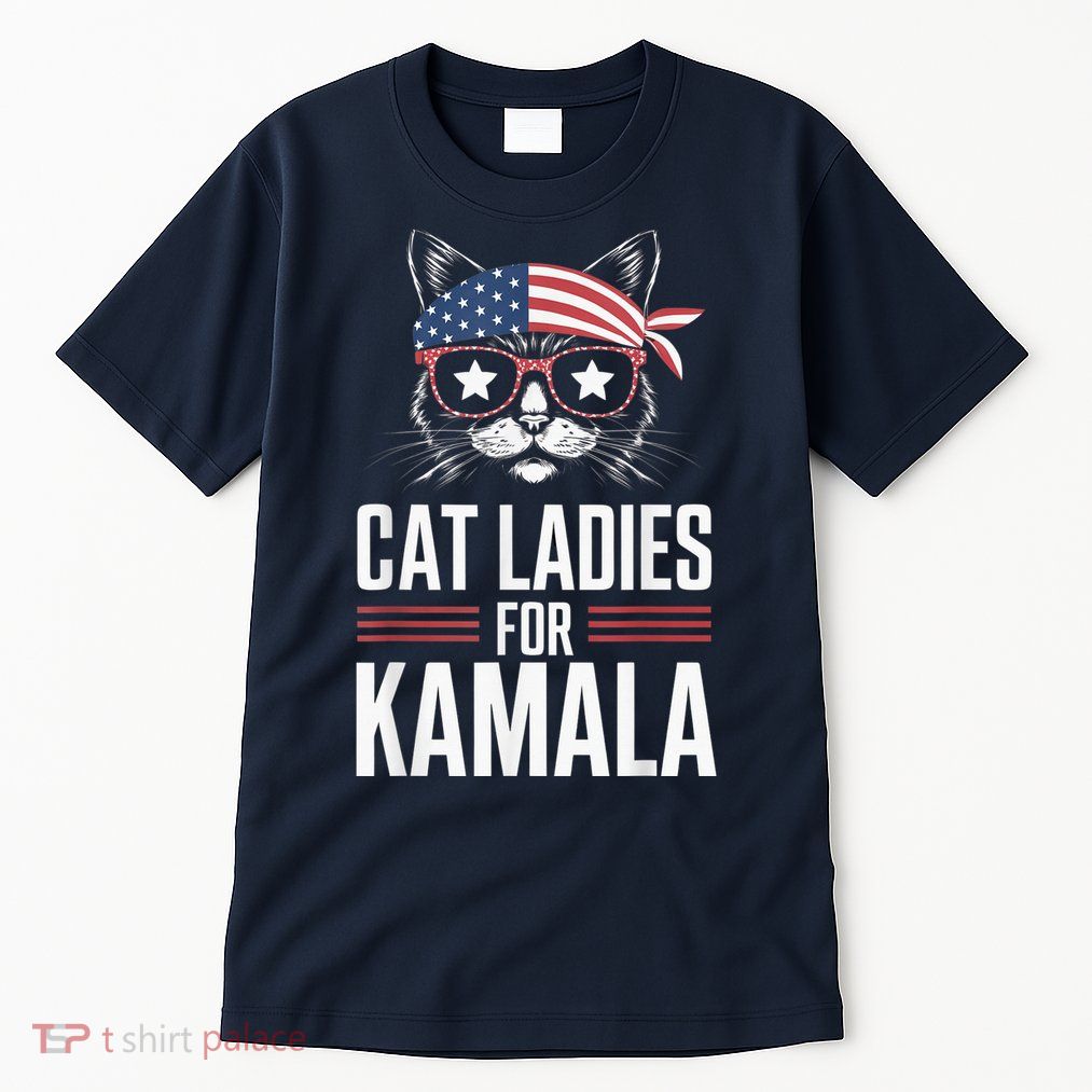 Cat Ladies For Kamala Funny Cat 2024 President Kamalaharris Tall T-Shirt