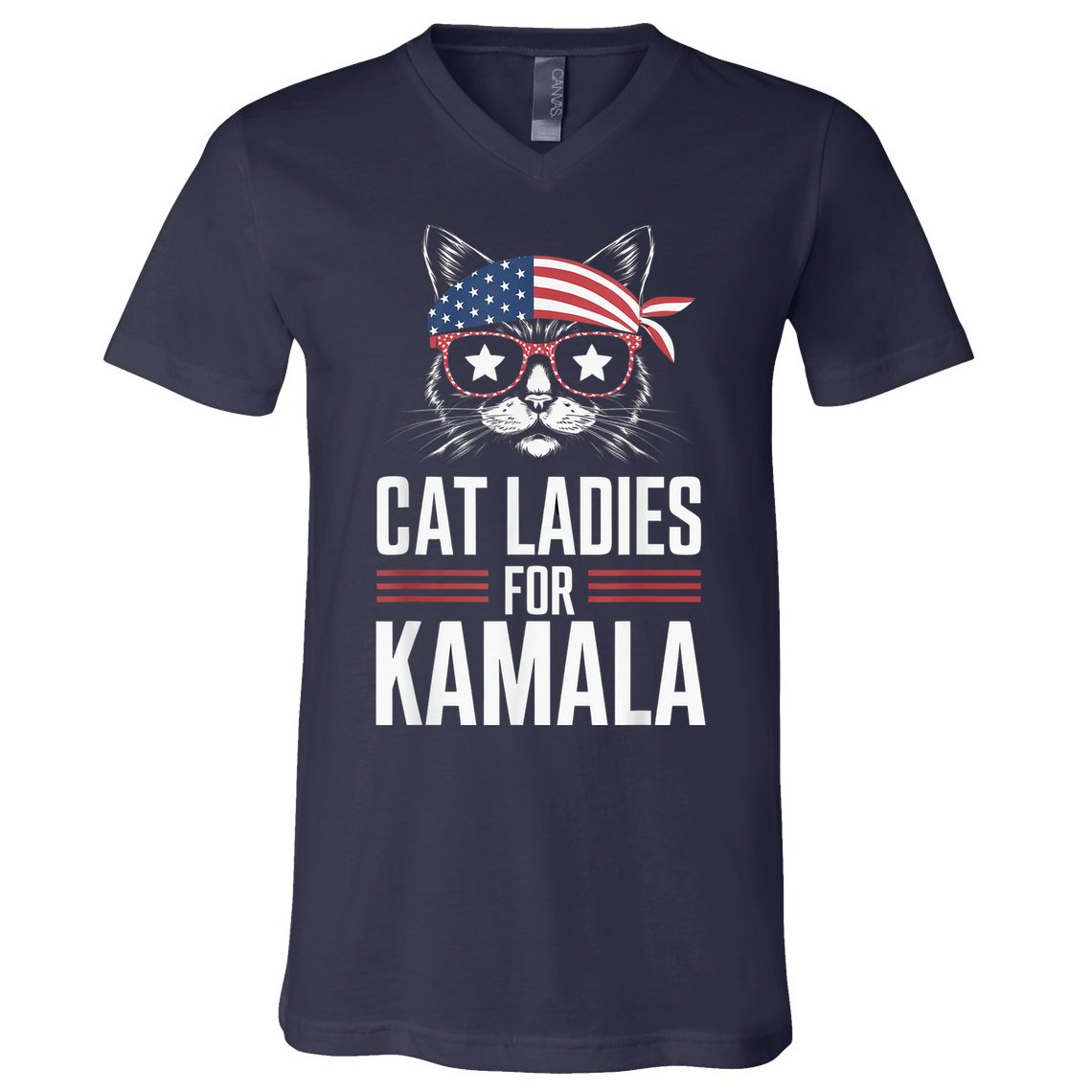 Cat Ladies For Kamala Funny Cat 2024 President Kamalaharris V-Neck T-Shirt