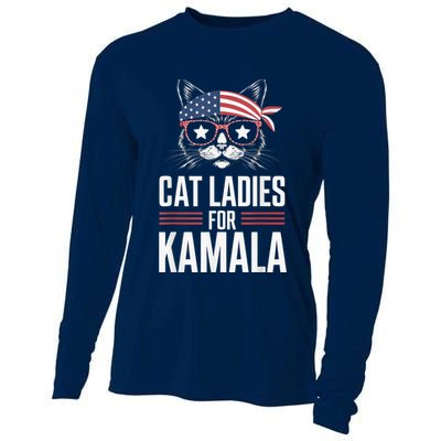 Cat Ladies For Kamala Funny Cat 2024 President Kamalaharris Cooling Performance Long Sleeve Crew
