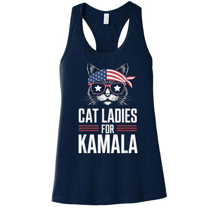 Cat Ladies For Kamala Funny Cat 2024 President Kamalaharris Women's Racerback Tank