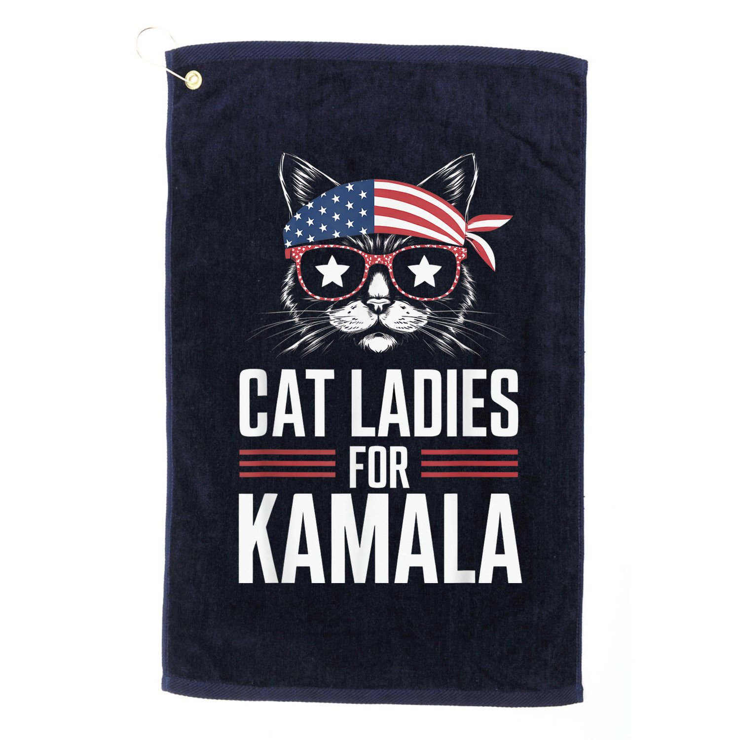 Cat Ladies For Kamala Funny Cat 2024 President Kamalaharris Golf Towel