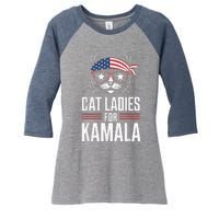 Cat Ladies For Kamala Funny Cat 2024 President Kamalaharris Women's Tri-Blend 3/4-Sleeve Raglan Shirt