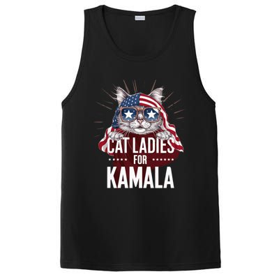 Cat Ladies For Kamala Funny Cat 2024 President Kamalaharris PosiCharge Competitor Tank