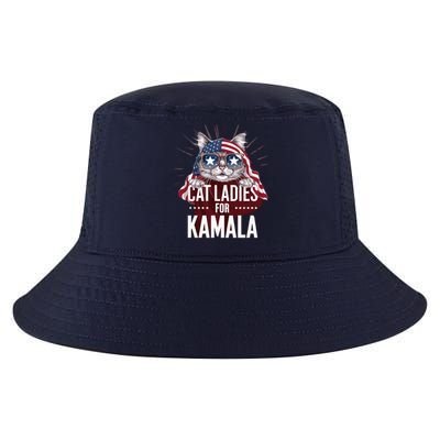 Cat Ladies For Kamala Funny Cat 2024 President Kamalaharris Cool Comfort Performance Bucket Hat