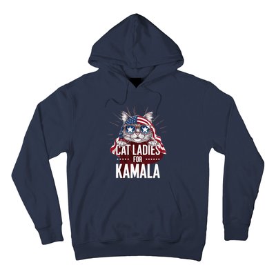 Cat Ladies For Kamala Funny Cat 2024 President Kamalaharris Hoodie