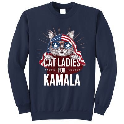 Cat Ladies For Kamala Funny Cat 2024 President Kamalaharris Sweatshirt