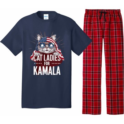 Cat Ladies For Kamala Funny Cat 2024 President Kamalaharris Pajama Set