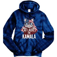 Cat Ladies For Kamala Funny Cat 2024 President Kamalaharris Tie Dye Hoodie