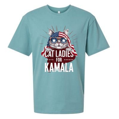 Cat Ladies For Kamala Funny Cat 2024 President Kamalaharris Sueded Cloud Jersey T-Shirt