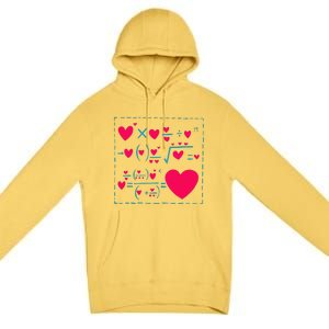 Cute Love Formula Funny Valentines Math Operations Red Heart Premium Pullover Hoodie