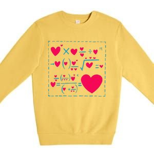 Cute Love Formula Funny Valentines Math Operations Red Heart Premium Crewneck Sweatshirt