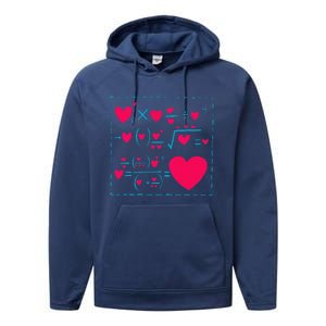 Cute Love Formula Funny Valentines Math Operations Red Heart Performance Fleece Hoodie