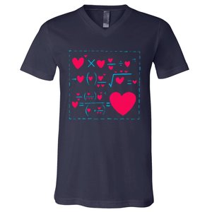 Cute Love Formula Funny Valentines Math Operations Red Heart V-Neck T-Shirt