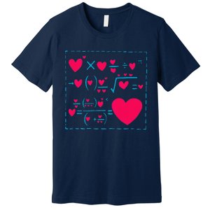 Cute Love Formula Funny Valentines Math Operations Red Heart Premium T-Shirt