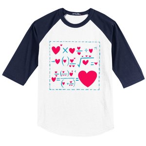 Cute Love Formula Funny Valentines Math Operations Red Heart Baseball Sleeve Shirt