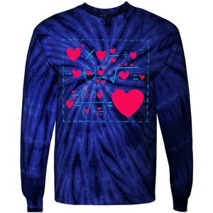 Cute Love Formula Funny Valentines Math Operations Red Heart Tie-Dye Long Sleeve Shirt