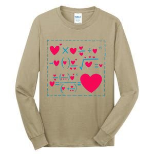 Cute Love Formula Funny Valentines Math Operations Red Heart Tall Long Sleeve T-Shirt