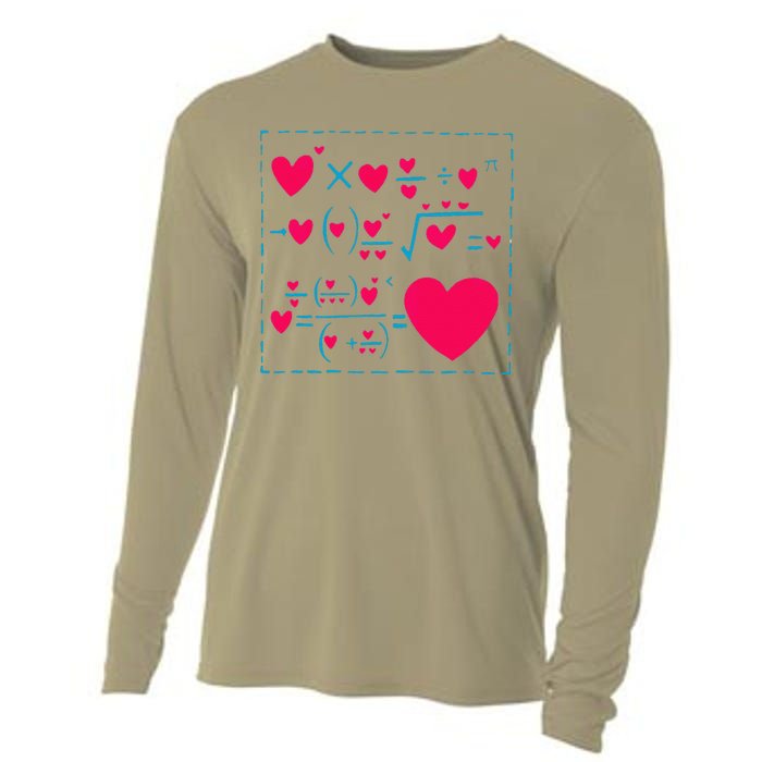 Cute Love Formula Funny Valentines Math Operations Red Heart Cooling Performance Long Sleeve Crew