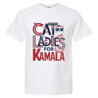 Cat Ladies For Kamala Patriotic Typography Design Us Flag Cat Lovers Garment-Dyed Heavyweight T-Shirt