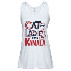 Cat Ladies For Kamala Patriotic Typography Design Us Flag Cat Lovers Ladies Essential Flowy Tank