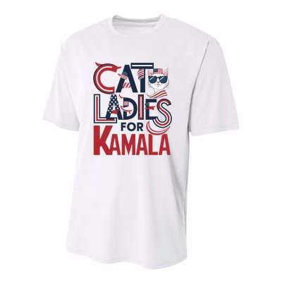 Cat Ladies For Kamala Patriotic Typography Design Us Flag Cat Lovers Youth Performance Sprint T-Shirt