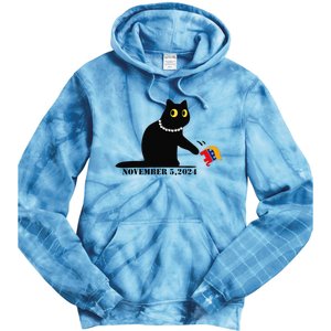 Cat Ladies For Kamala Harris 2024  Funny Cat With Pearls Tie Dye Hoodie