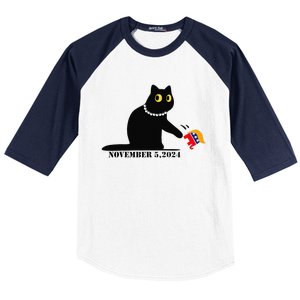 Cat Ladies For Kamala Harris 2024  Funny Cat With Pearls Baseball Sleeve Shirt