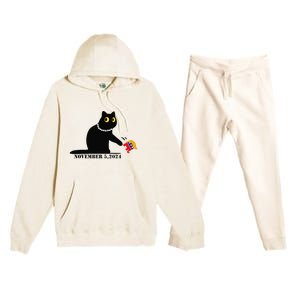 Cat Ladies For Kamala Harris 2024  Funny Cat With Pearls Premium Hooded Sweatsuit Set