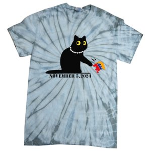 Cat Ladies For Kamala Harris 2024  Funny Cat With Pearls Tie-Dye T-Shirt