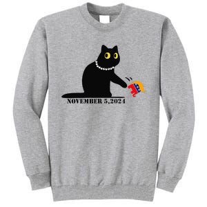 Cat Ladies For Kamala Harris 2024  Funny Cat With Pearls Tall Sweatshirt