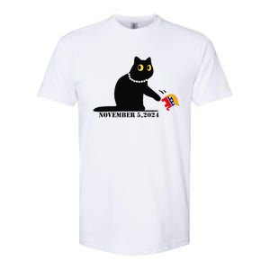 Cat Ladies For Kamala Harris 2024  Funny Cat With Pearls Softstyle CVC T-Shirt