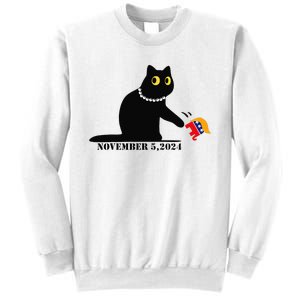 Cat Ladies For Kamala Harris 2024  Funny Cat With Pearls Sweatshirt