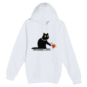 Cat Ladies For Kamala Harris 2024  Funny Cat With Pearls Premium Pullover Hoodie