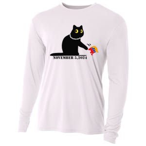 Cat Ladies For Kamala Harris 2024  Funny Cat With Pearls Cooling Performance Long Sleeve Crew