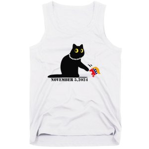 Cat Ladies For Kamala Harris 2024  Funny Cat With Pearls Tank Top