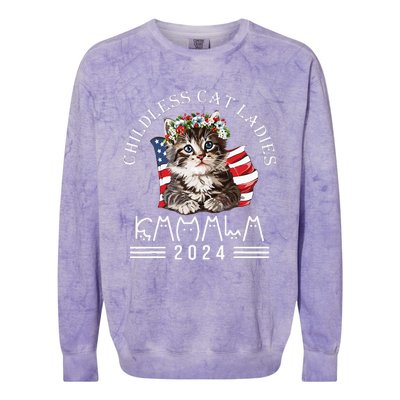 Cat Lady Fun Childless Cat Ladies 2024 Colorblast Crewneck Sweatshirt