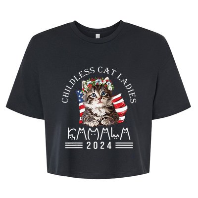 Cat Lady Fun Childless Cat Ladies 2024 Bella+Canvas Jersey Crop Tee