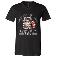 Cat Lady Fun Childless Cat Ladies 2024 V-Neck T-Shirt